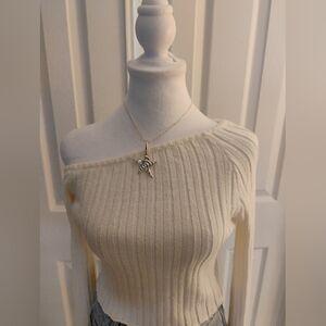 Princess Polly Off-Shoulder Ivory Sweater